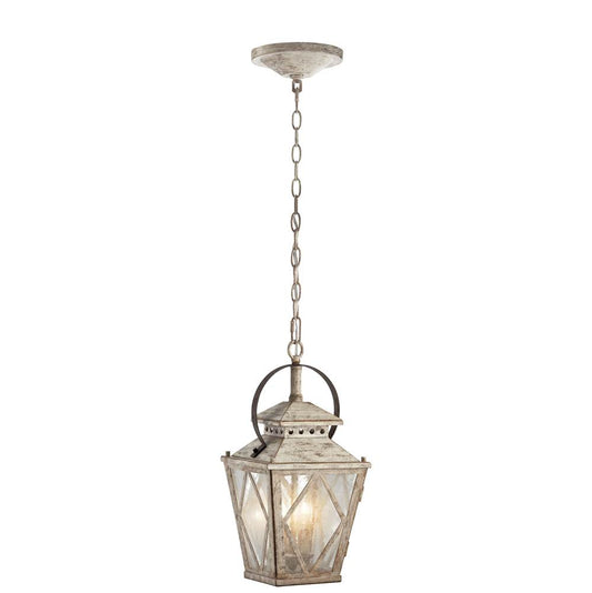 KICHLER 43258DAW Hayman Bay 18" 2 Light Pendant Clear Seeded Glass Distressed Antique White