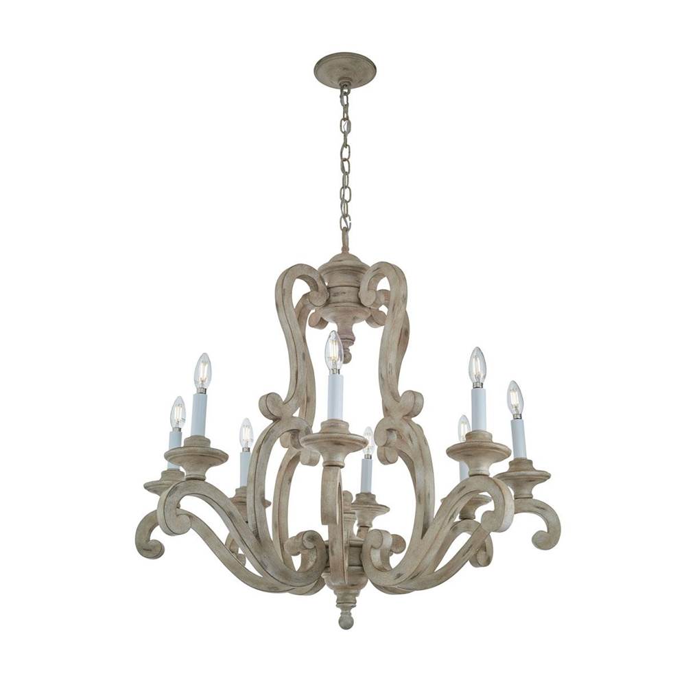 KICHLER 43265DAW Hayman Bay 32.5" 8 Light Chandelier in Distressed Antique White