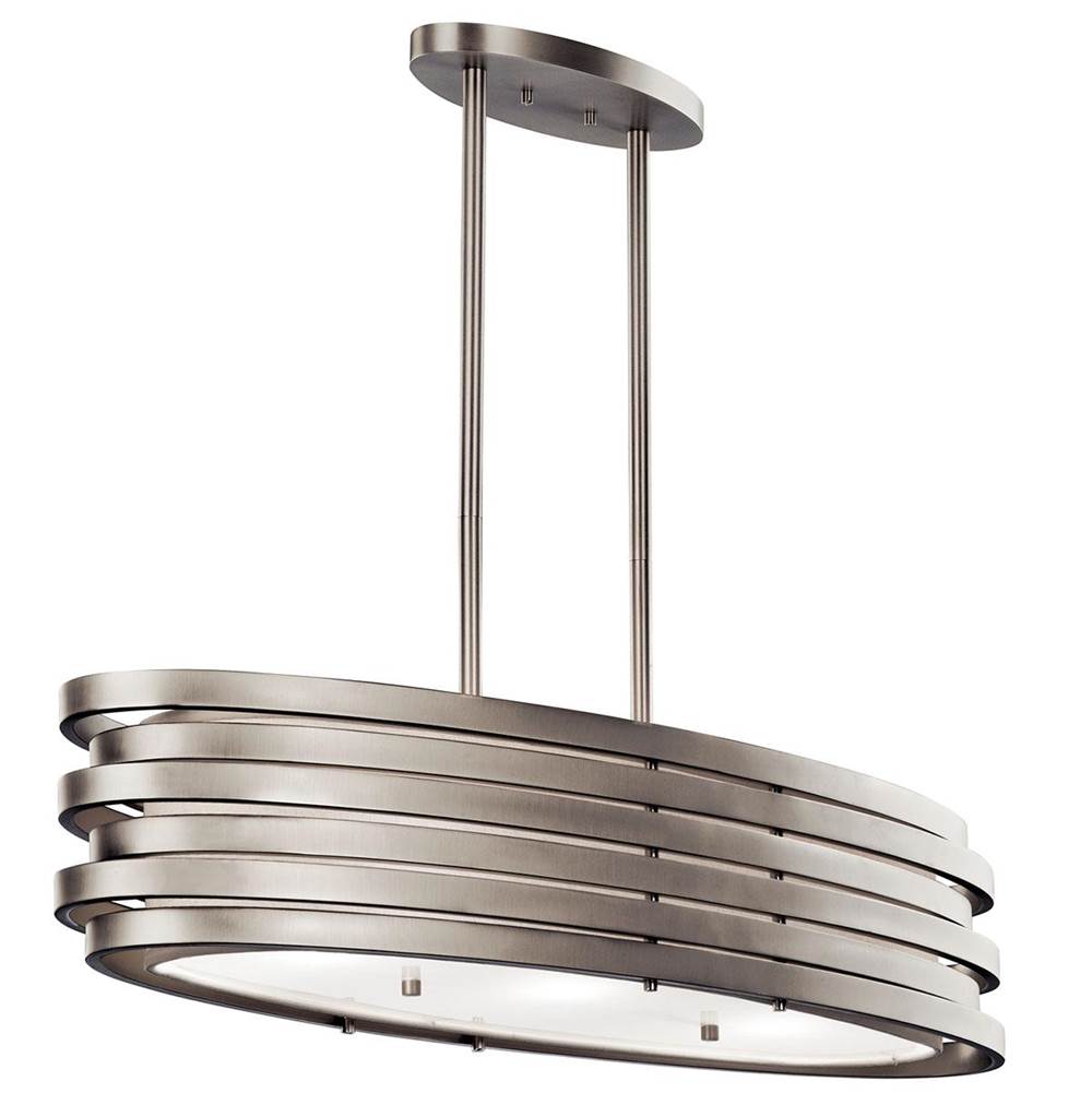 KICHLER 43303NI Roswell 7.75 inch 3 Light Oval Chandelier with Satin Etched Glass and Brushed Nickel finish