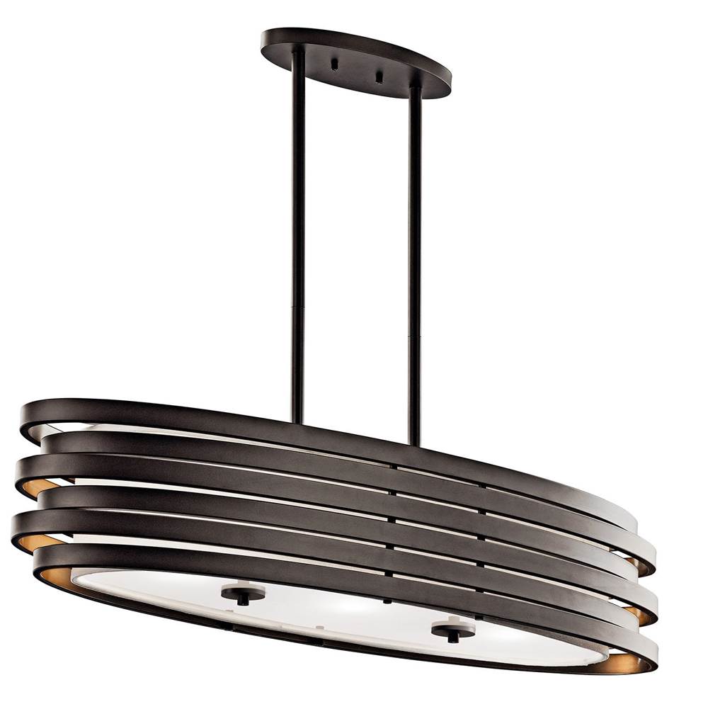 KICHLER 43303OZ Roswell 3 Light Oval Chandelier Olde Bronze