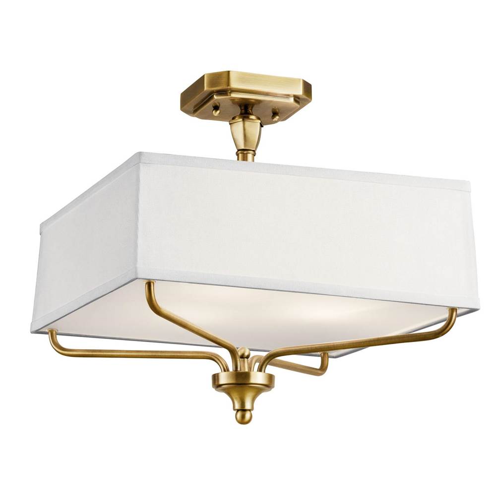 KICHLER 43309NBR Arlo 3 Light Semi Flush Natural Brass