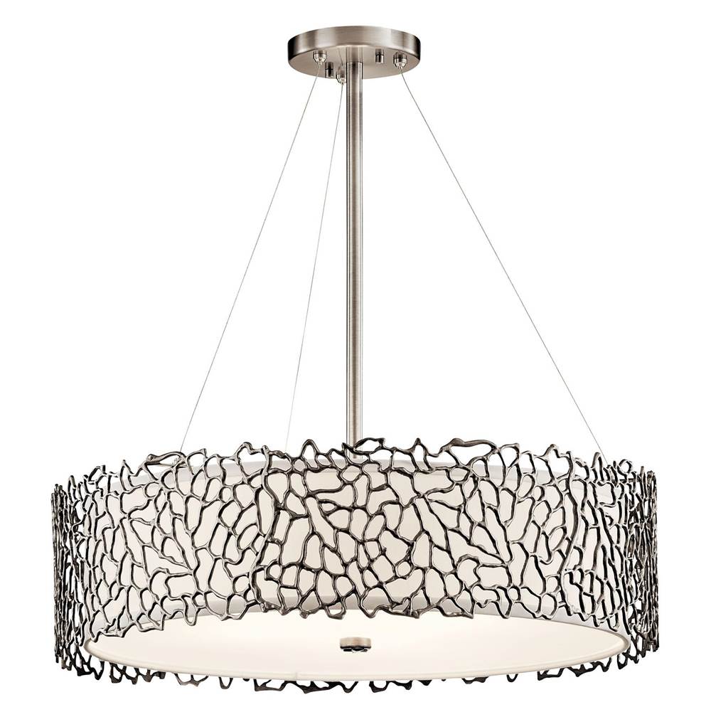 KICHLER 43347CLP Silver Coral 4 Light Chandelier / Pendant Clasic Pewter
