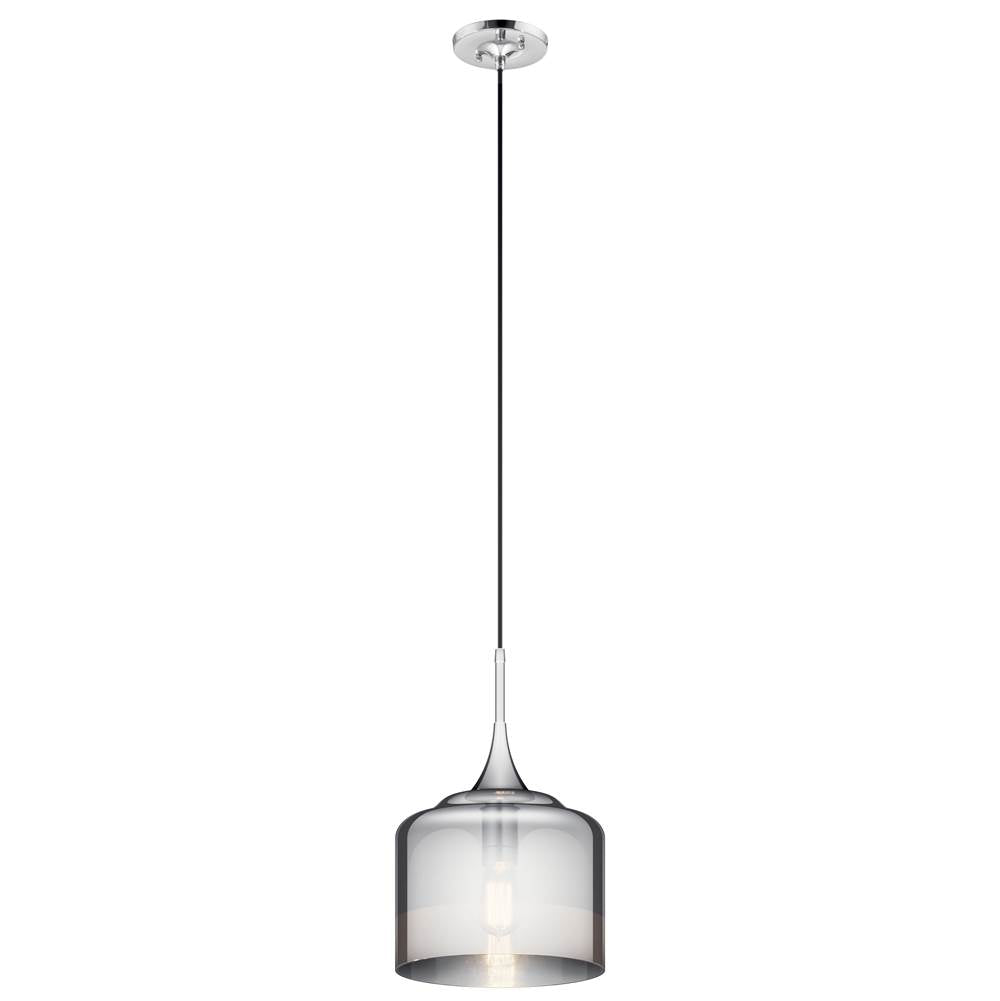 KICHLER 43354CH Tabot 16.75" 1 Light Pendant with Smoked Glass in Chrome