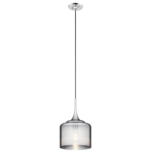 KICHLER 43354CH Tabot 16.75" 1 Light Pendant with Smoked Glass in Chrome