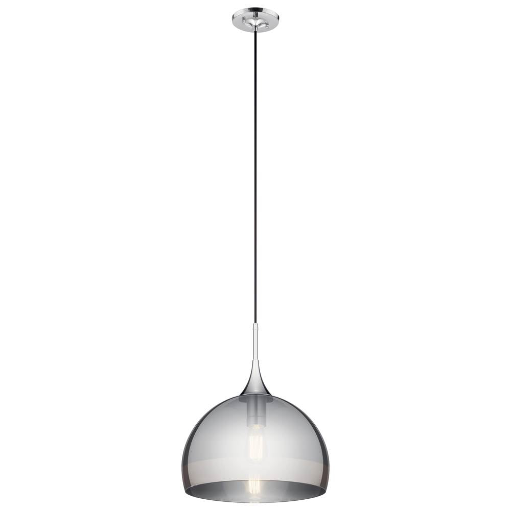 KICHLER 43359CH Tabot 17.5" 1 Light Pendant with Smoked Glass in Chrome