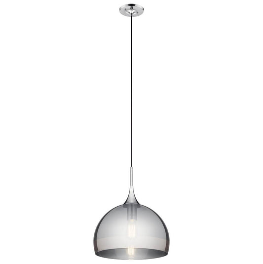 KICHLER 43359CH Tabot 17.5" 1 Light Pendant with Smoked Glass in Chrome