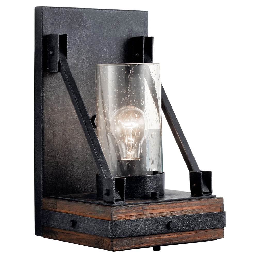 KICHLER 43436AUB Colerne 14.75" 1 Light Wall Sconce with Clear Seeded Glass Classic Pewter