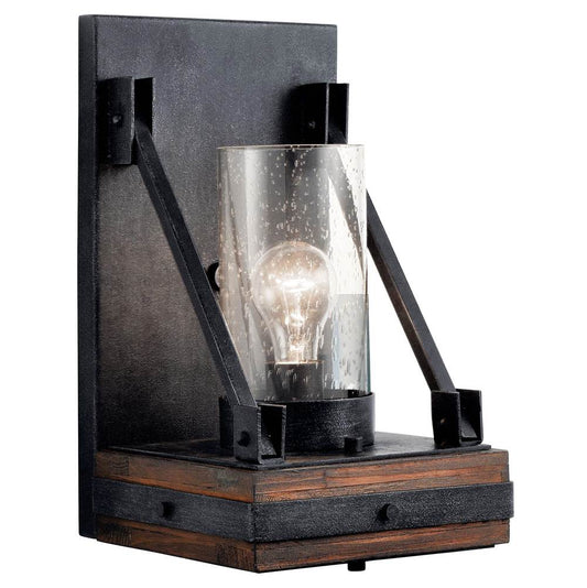 KICHLER 43436AUB Colerne 14.75" 1 Light Wall Sconce with Clear Seeded Glass Classic Pewter