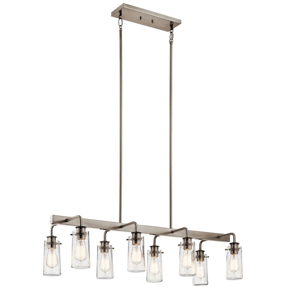 KICHLER 43457CLP Braelyn 11.25" 8 Light Linear Chandelier with Clear Seeded Glass Classic Pewter