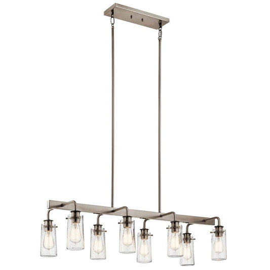 KICHLER 43457CLP Braelyn 11.25" 8 Light Linear Chandelier with Clear Seeded Glass Classic Pewter