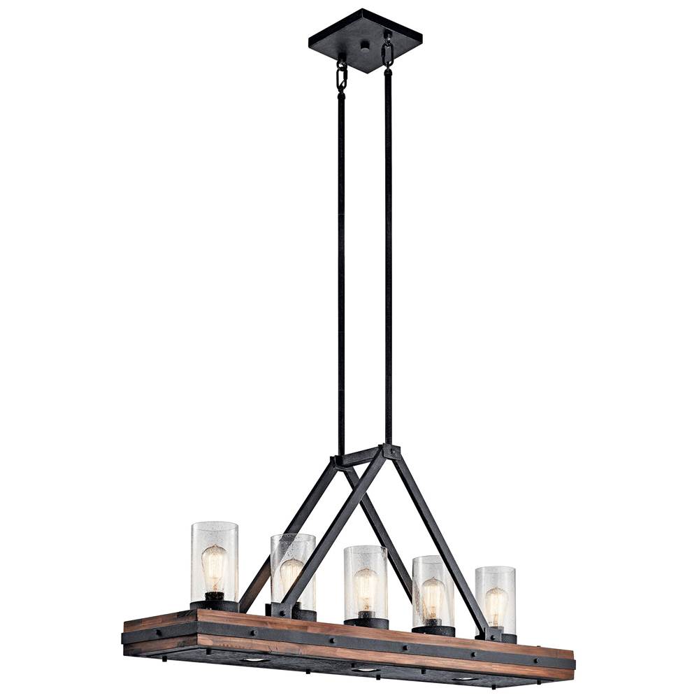 KICHLER 43491AUB Colerne 46.5" 8 Light Linear Chandelier Clear Seeded Glass Auburn Stained