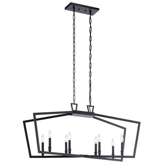KICHLER 43494BK Abbotswell 8 Light Linear Chandelier Black