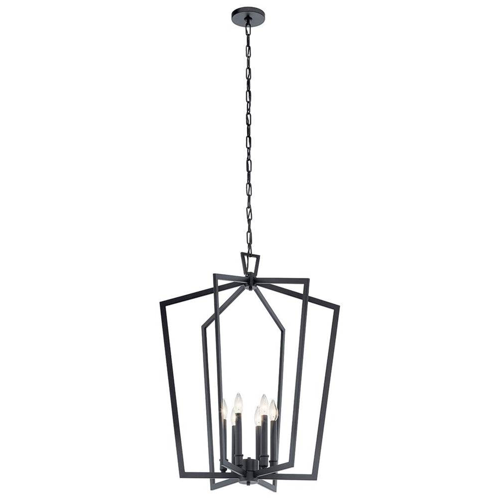 KICHLER 43495BK Abbotswell 6 Light Chandelier Black