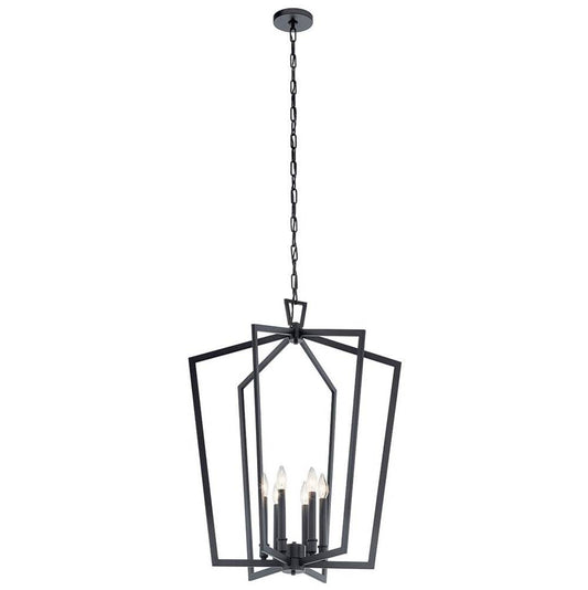 KICHLER 43495BK Abbotswell 6 Light Chandelier Black