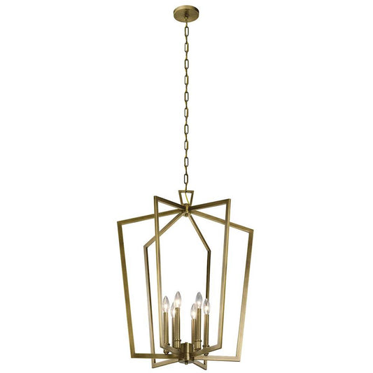 KICHLER 43495NBR Abbotswell 32.25" 6 Light Foyer Pendant Natural Brass