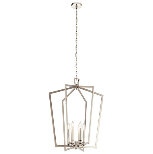 KICHLER 43495PN Abbotswell 6 Light Chandelier Polished Nickel