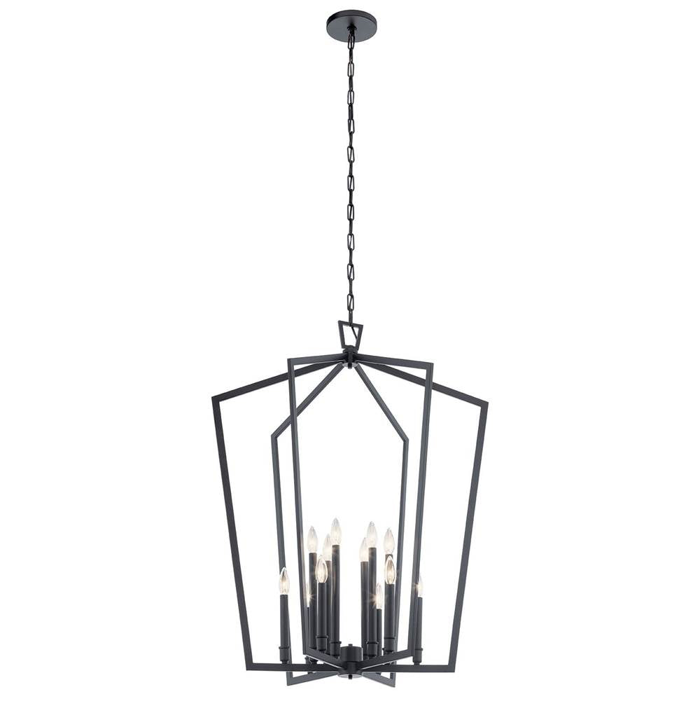 KICHLER 43496BK Abbotswell 12 Light Foyer Chandelier Black