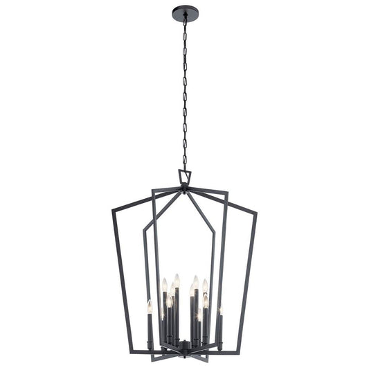KICHLER 43496BK Abbotswell 12 Light Foyer Chandelier Black