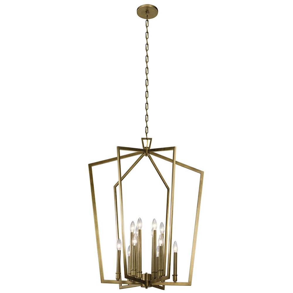 KICHLER 43496NBR Abbotswell 30" 12 Light Foyer Chandelier Natural Brass
