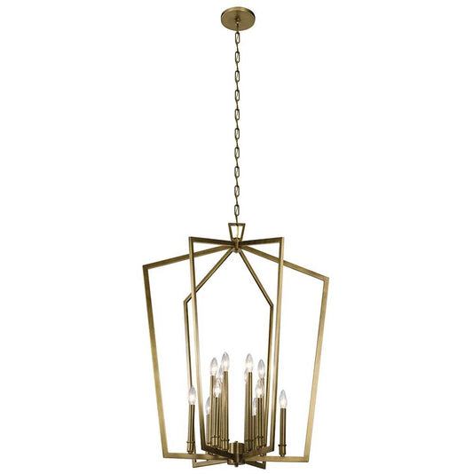 KICHLER 43496NBR Abbotswell 30" 12 Light Foyer Chandelier Natural Brass