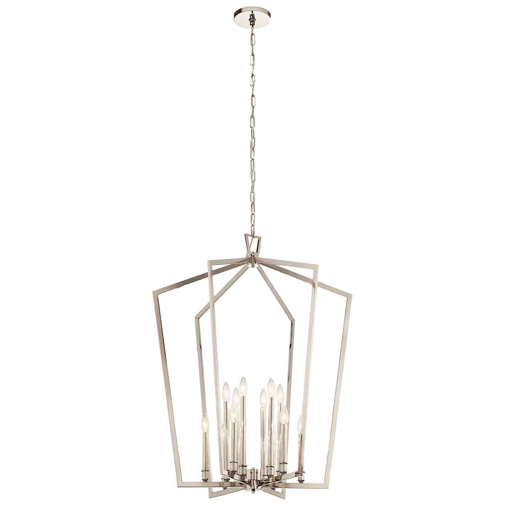 KICHLER 43496PN Abbotswell 12 Light Foyer Chandelier Polished Nickel