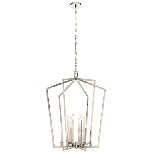 KICHLER 43496PN Abbotswell 12 Light Foyer Chandelier Polished Nickel