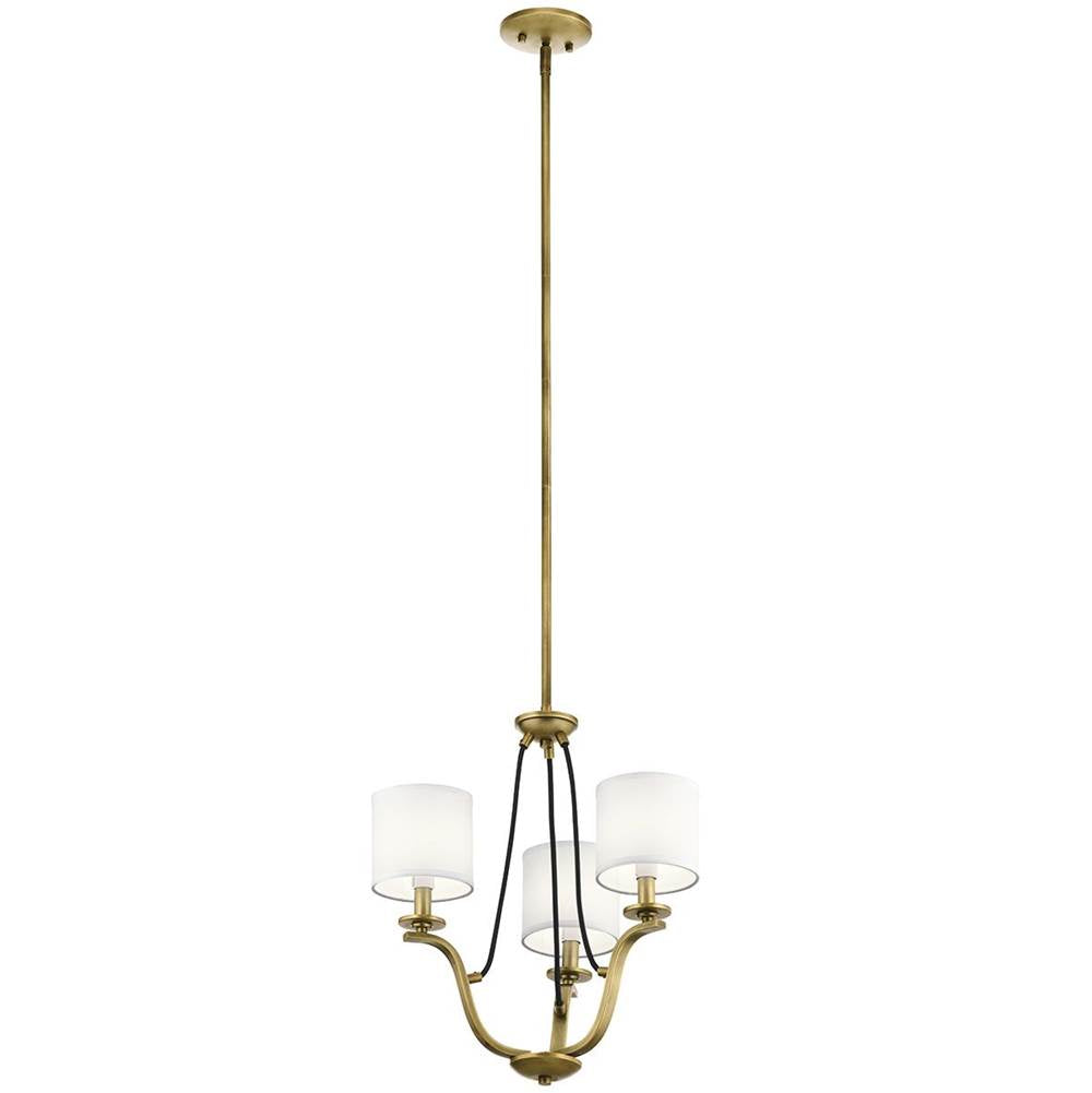 KICHLER 43531NBR Thisbe 18" 3 Light Mini Chandelier Natural Brass