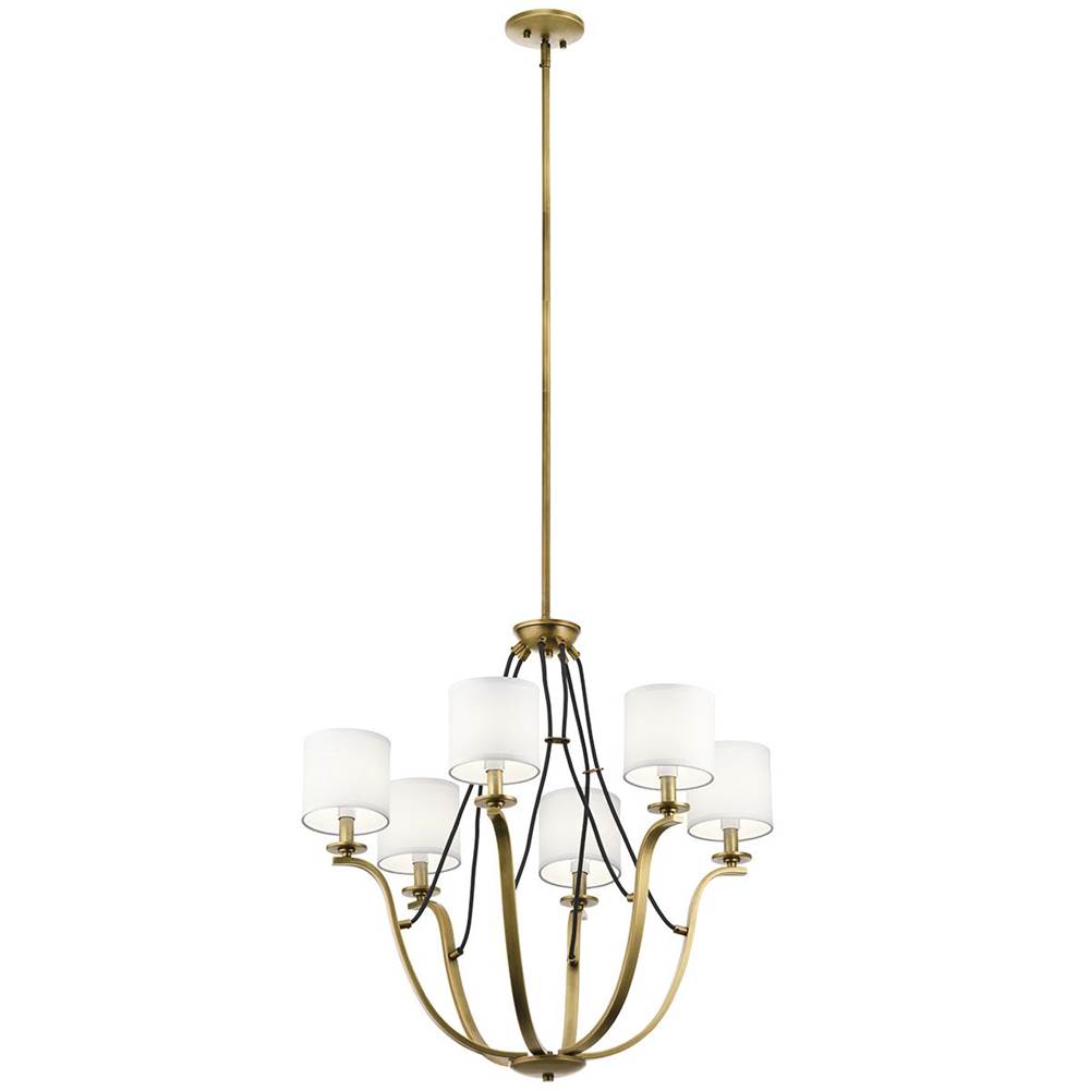 KICHLER 43532NBR Thisbe 27.5" 6 Light Chandelier Natural Brass