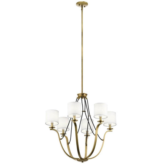 KICHLER 43532NBR Thisbe 27.5" 6 Light Chandelier Natural Brass