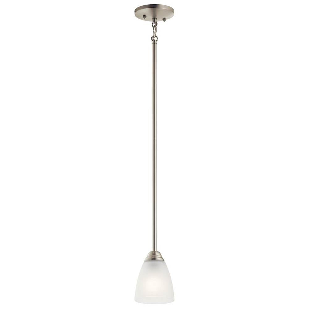 KICHLER 43640NI Jolie 12.5" 1 Light Mini Pendant with Satin Etched Glass in Brushed Nickel