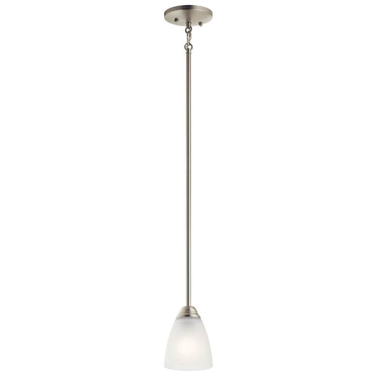 KICHLER 43640NI Jolie 12.5" 1 Light Mini Pendant with Satin Etched Glass in Brushed Nickel
