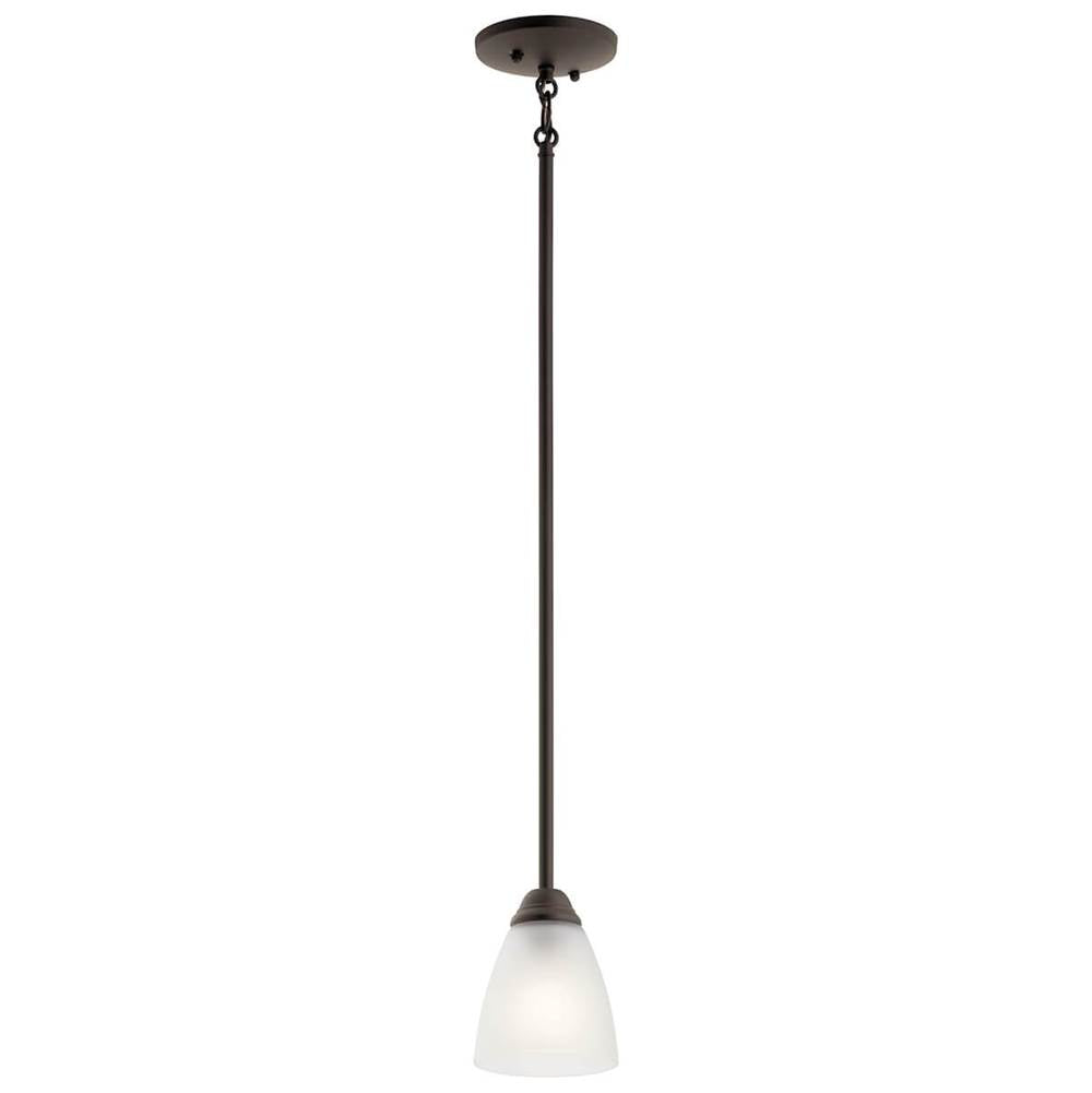 KICHLER 43640OZ Jolie 18" 1 Light Mini Pendant with Satin Etched Glass in Olde Bronze