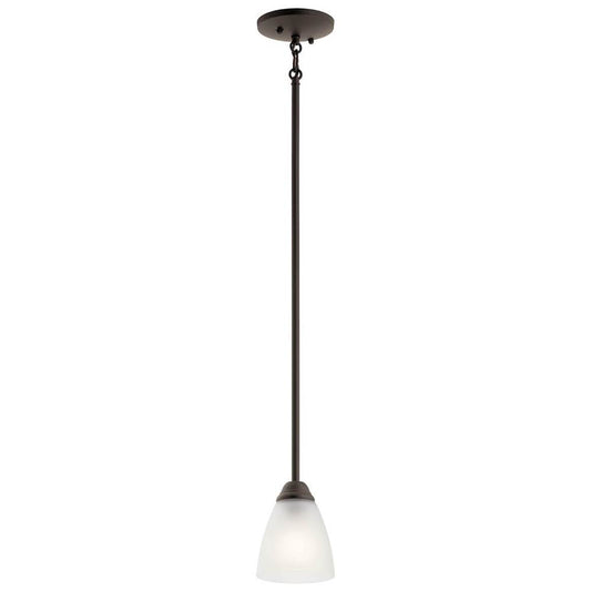 KICHLER 43640OZ Jolie 18" 1 Light Mini Pendant with Satin Etched Glass in Olde Bronze