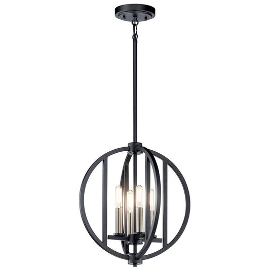 KICHLER 43642BK Samural 4 Light Mini Chandelier Black