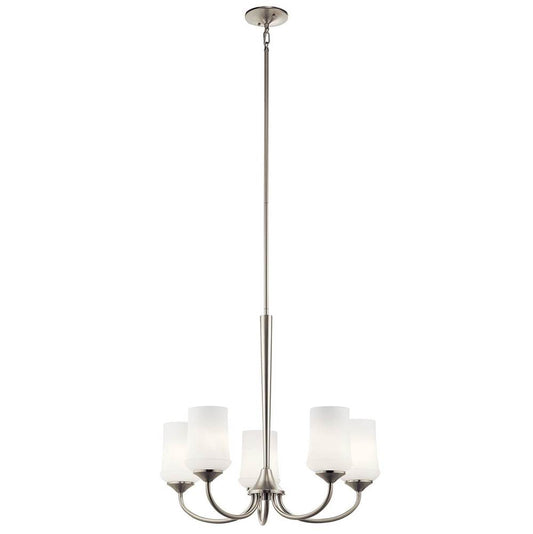 KICHLER 43665NI Aubrey 23" 5 Light Chandelier with Satin Etched Cased Opal in Brushed Nickel