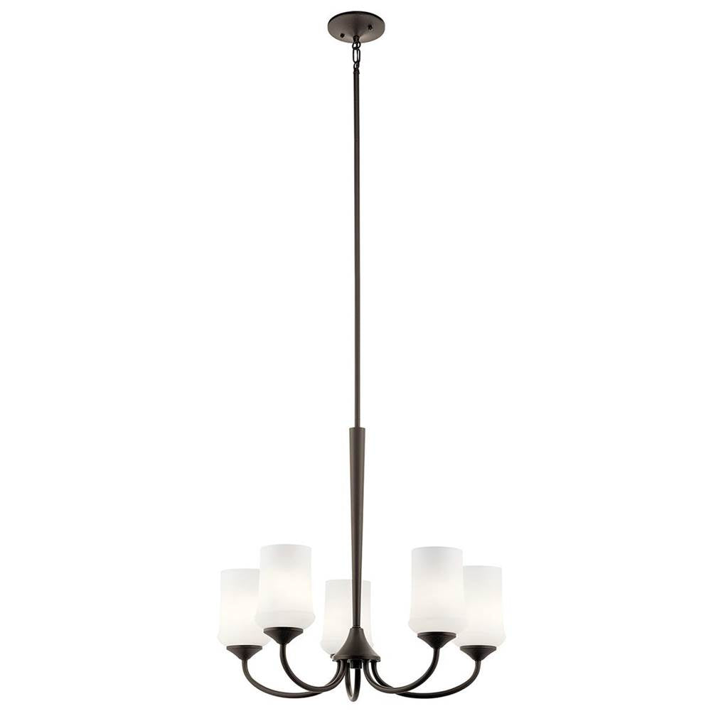 KICHLER 43665OZ Aubrey 23" 5 Light Chandelier with Satin Etched Cased Opal in Olde Bronze