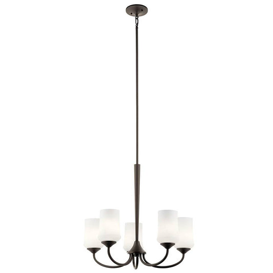 KICHLER 43665OZ Aubrey 23" 5 Light Chandelier with Satin Etched Cased Opal in Olde Bronze