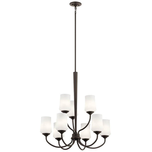 KICHLER 43666OZ Aubrey 31.25" 9 Light 2 Tier Chandelier with Satin Etched Cased Opal in Olde Bronze