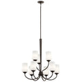 KICHLER 43666OZ Aubrey 31.25" 9 Light 2 Tier Chandelier with Satin Etched Cased Opal in Olde Bronze