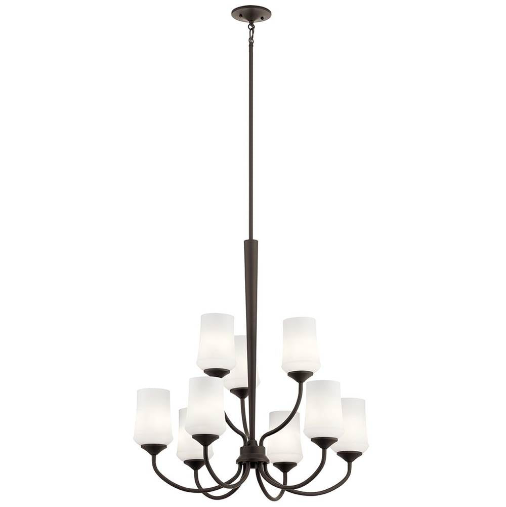 KICHLER 43666OZ Aubrey 31.25" 9 Light 2 Tier Chandelier with Satin Etched Cased Opal in Olde Bronze