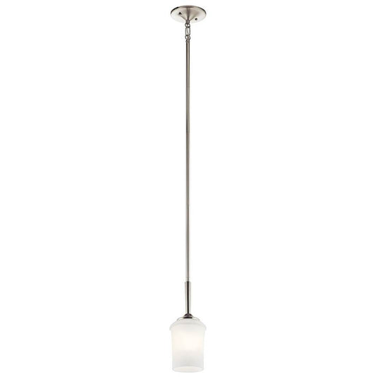 KICHLER 43668NI Aubrey 12.75" 1 Light Mini Pendant with Satin Etched Cased Opal in Brushed Nickel