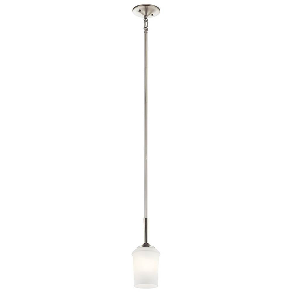 KICHLER 43668NI Aubrey 12.75" 1 Light Mini Pendant with Satin Etched Cased Opal in Brushed Nickel