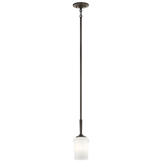 KICHLER 43668OZ Aubrey 12.75" 1 Light Mini Pendant with Satin Etched Cased Opal in Olde Bronze