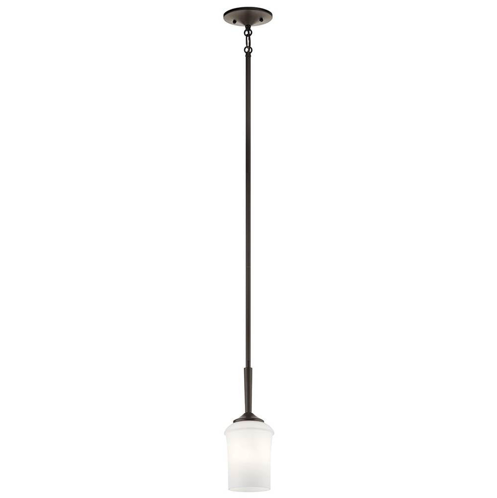 KICHLER 43668OZ Aubrey 12.75" 1 Light Mini Pendant with Satin Etched Cased Opal in Olde Bronze