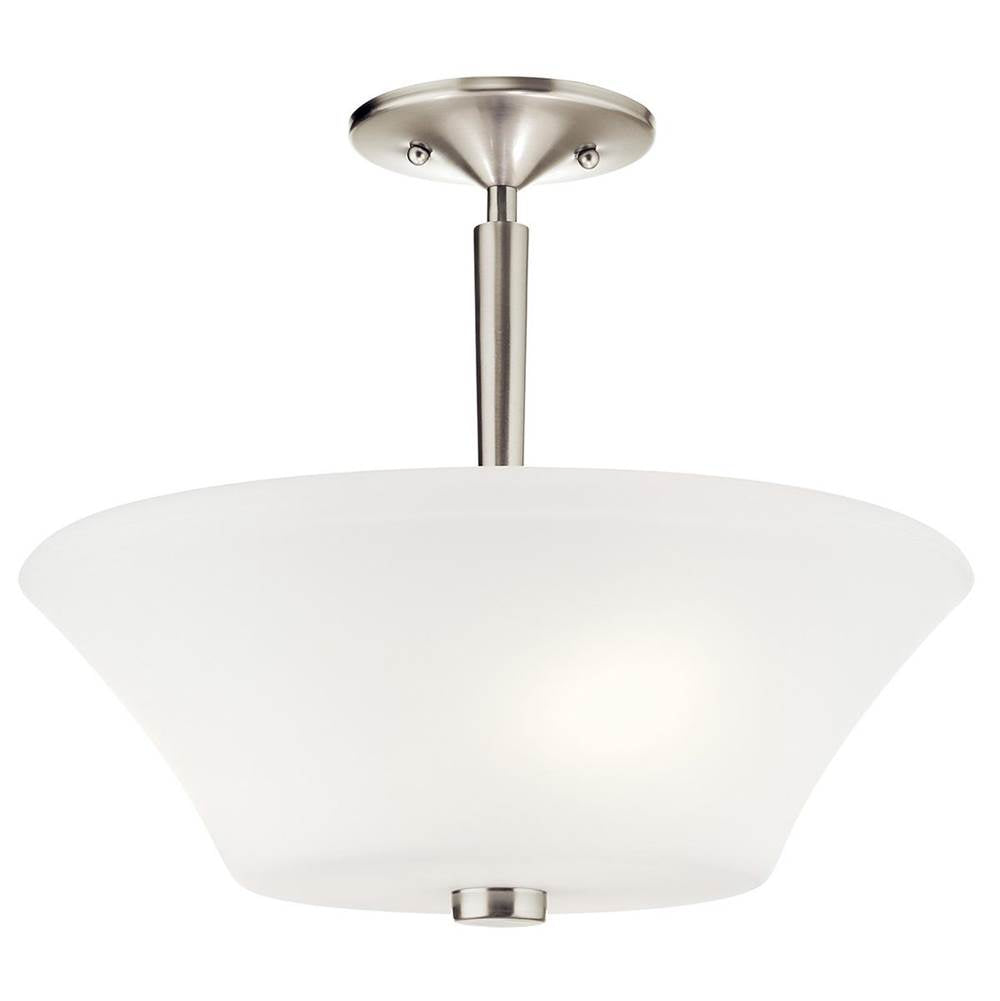 KICHLER 43669NI Aubrey 15" 3 Light Semi Flush with Satin Etched Cased Opal in Brushed Nickel