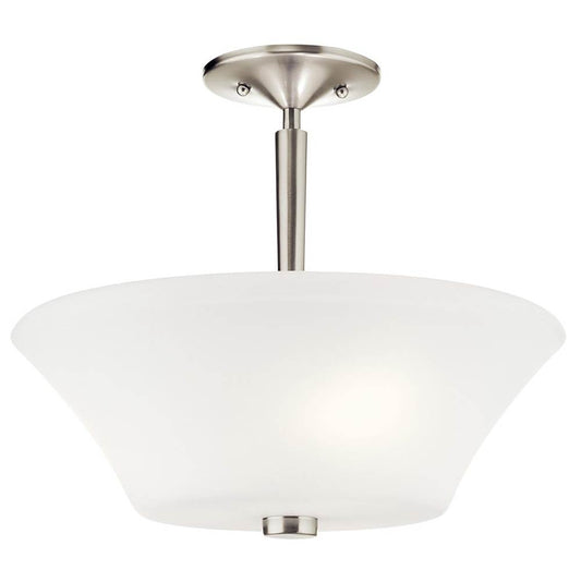 KICHLER 43669NI Aubrey 15" 3 Light Semi Flush with Satin Etched Cased Opal in Brushed Nickel