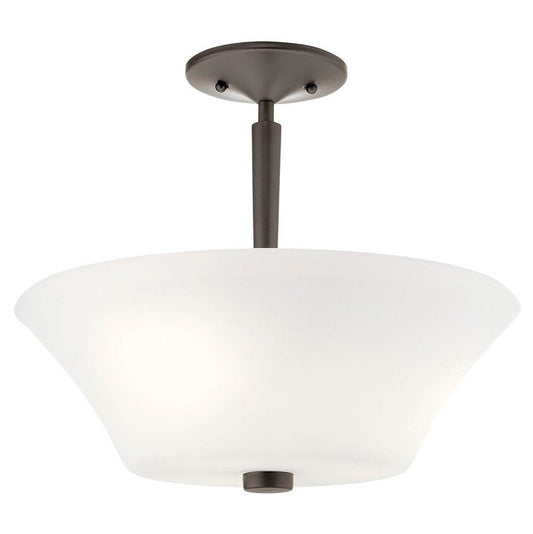 KICHLER 43669OZ Aubrey 15" 3 Light Semi Flush with Satin Etched Cased Opal in Olde Bronze