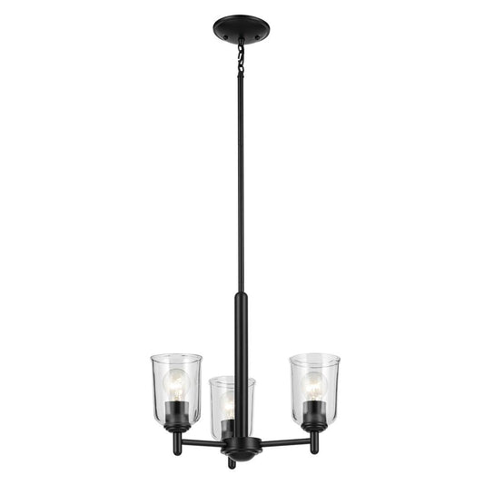KICHLER 43670BKCLR Shailene 15.25" 3-Light Mini Chandelier with Clear Glass in Black