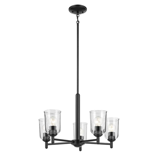 KICHLER 43671BKCLR Shailene 15.25" 5-Light Chandelier with Clear Glass in Black