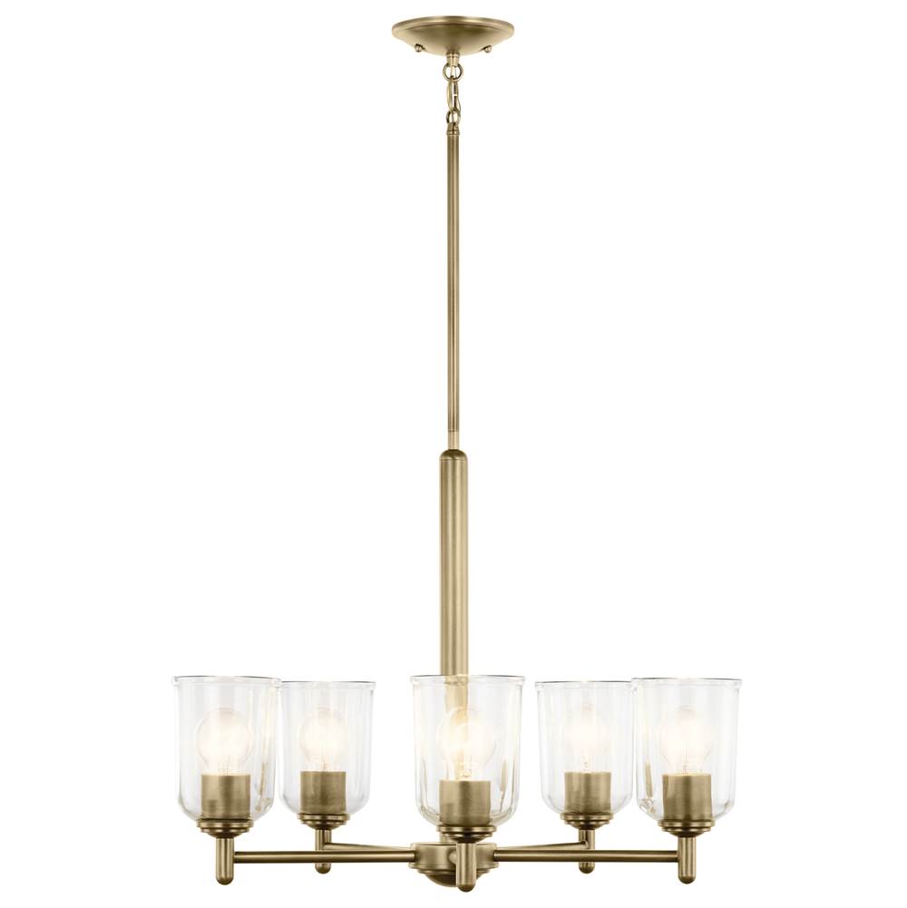 KICHLER 43671NBRCLR Shailene 15.25" 5-Light Chandelier with Clear Glass in Natural Brass